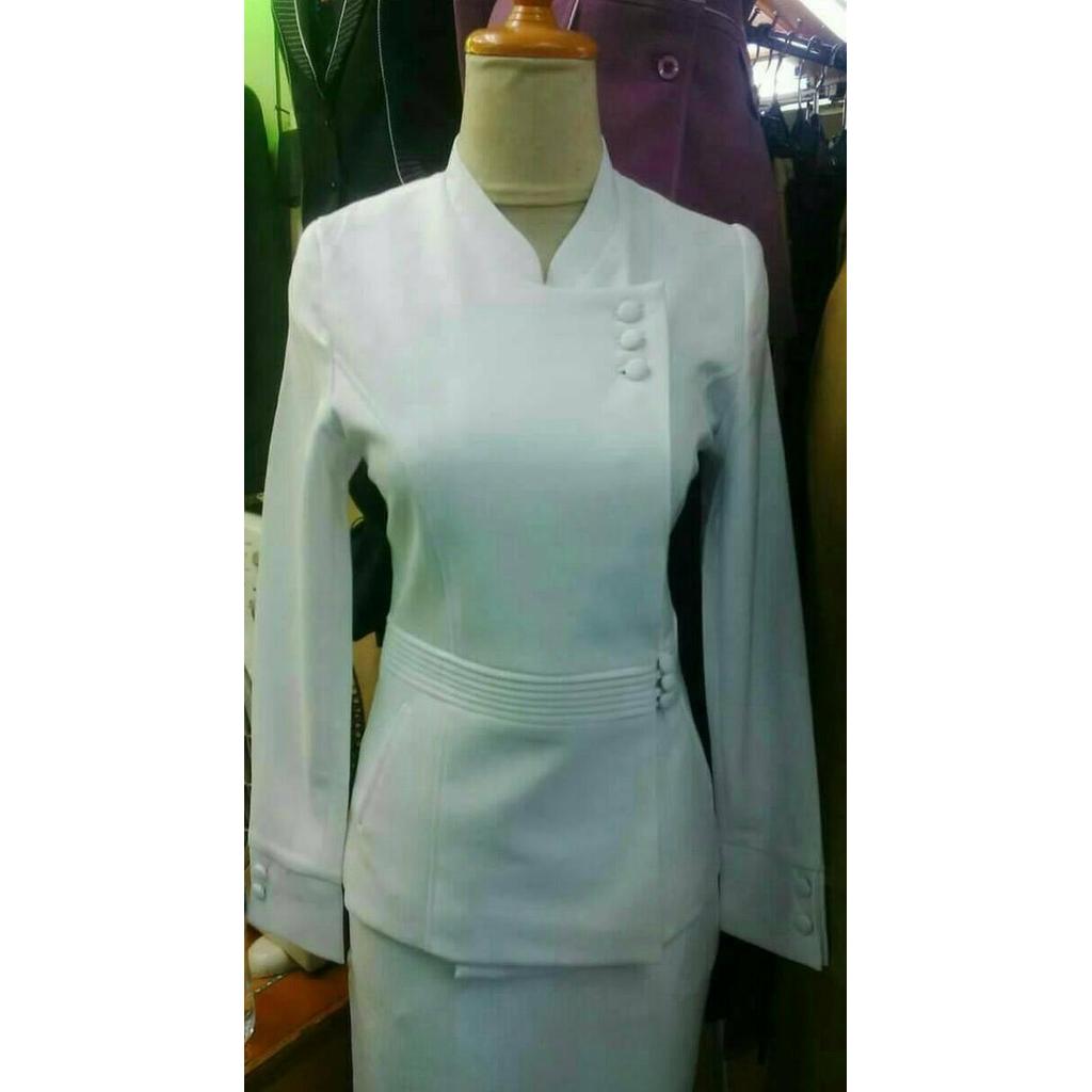 stelan blazer kerja/perawat/putih putih