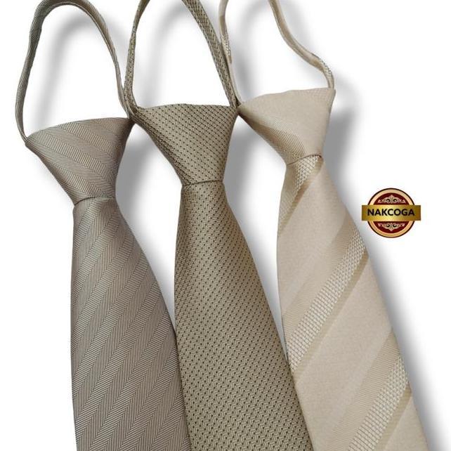 Dasi Cream Polos Dasi Kantor Pesta Pernikahan Wedding Pria Long Tie