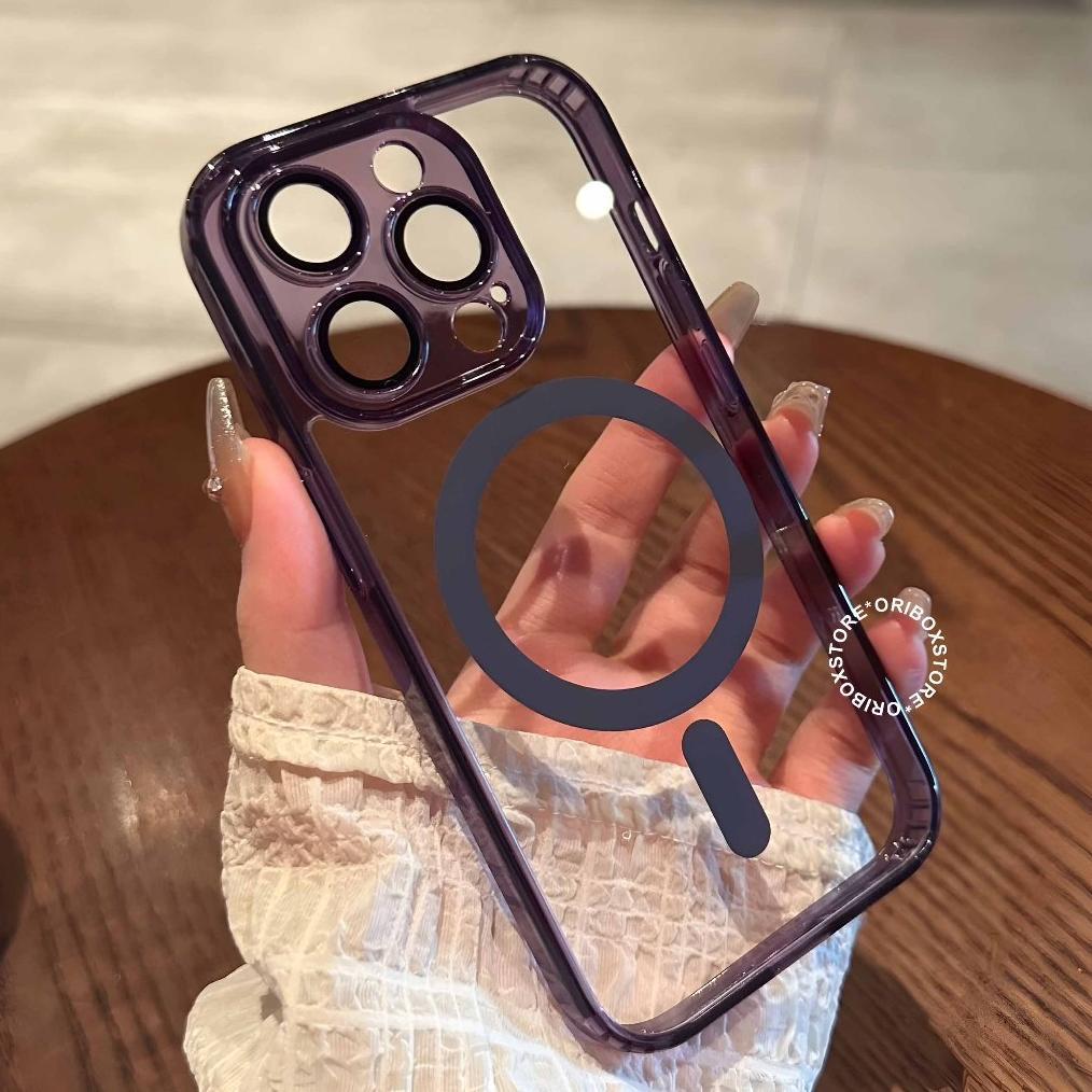 CUCI GUDANG [+PACKINGAN BOX] FULLY CLEAR CASE COLOR MAGSAFE WITH LENS GURAD PROTECTION - HARDCASE/CA