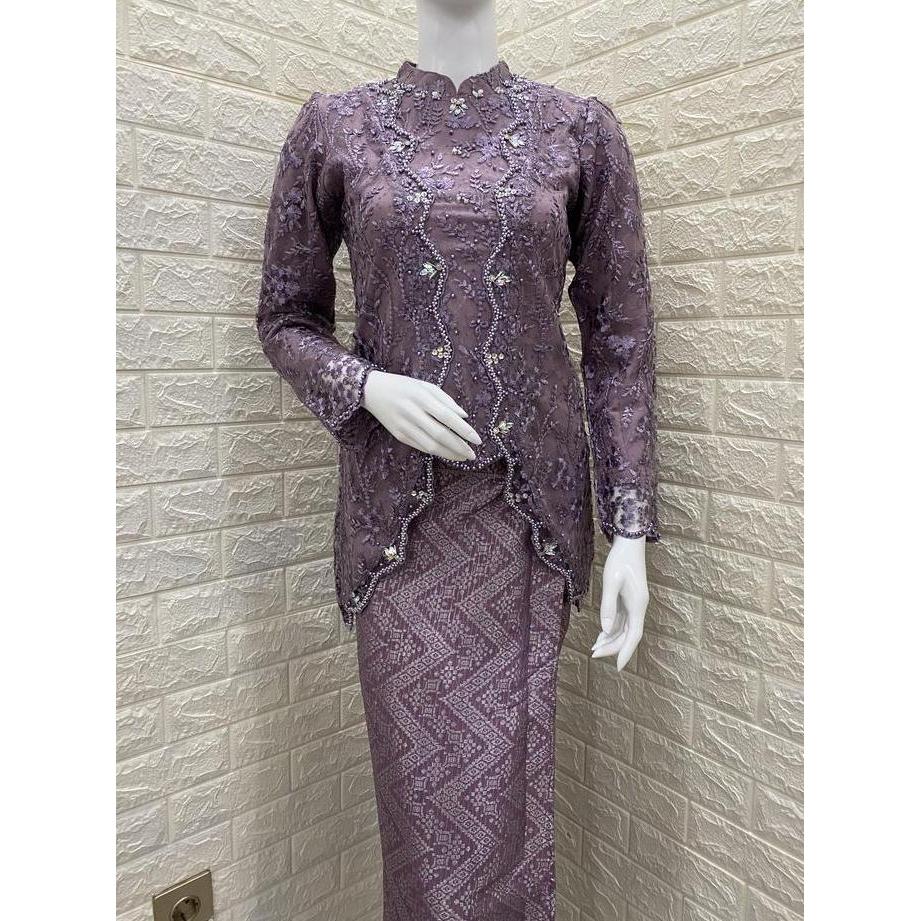 Kebaya Kayla Premium Bahan Tile Spenggel  Payet Jahit, baju kebaya wisuda, pesta. (Atasan saja)