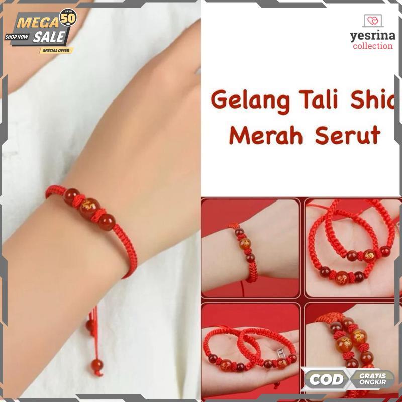 Gelang Tali Merah 12 Shio Keberuntungan / Gelang Tangan Wanita Pria Anak Serut Zodiak Cina Tahun Lah