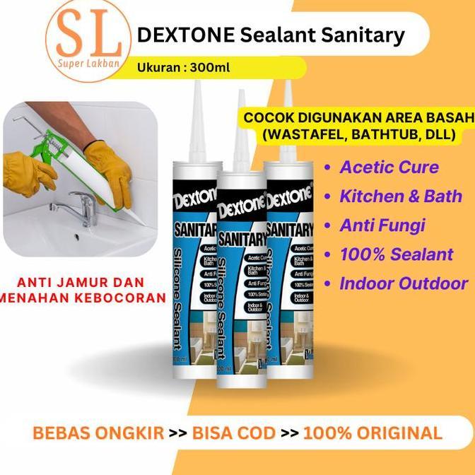 Promo Dextone Silicone Sealant Sanitary Lem Silent Kitchen & Bath Anti Jamur 100ml Diskon
