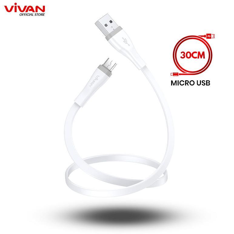 VIVAN Kabel Data USB Micro Fast Charging Original Flat Design SM30S 2A Semua Type Smartphone 30CM Ga