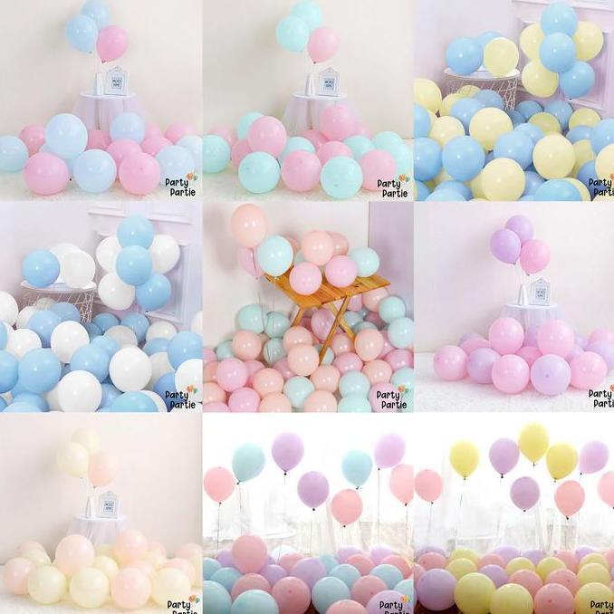 andalanMarket- [Paket Latex] Balon Latex Pastel Mix Warna / Biru Ungu Pink / Pink Ung