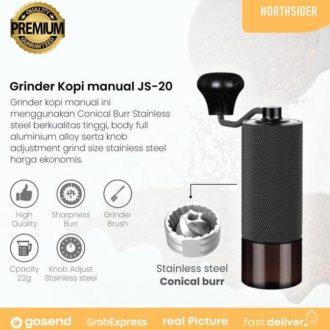 Hand coffee grinder kopi manual stainless steel conical burr JS-20