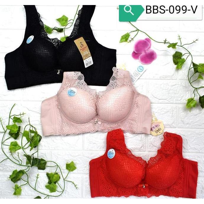 Promo Bra Busa Tipis Bh Berkawat Cup B Kait 4 Tali Bisa Adjust Kemben Blukat BBS-099 Pink Wanita Dis