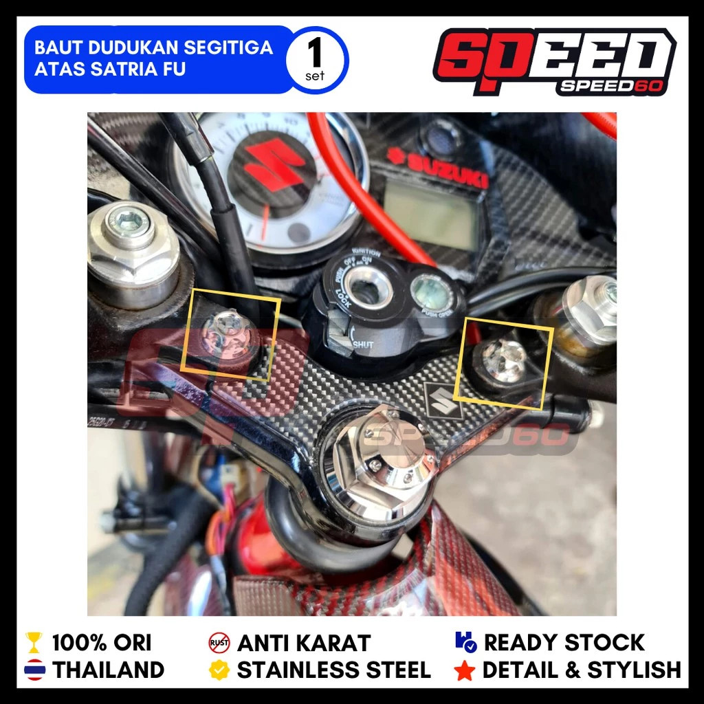 Baut Segitiga Satria FU Raider Probolt Set Mur Baut Probolt Thailand Stainless King Nut