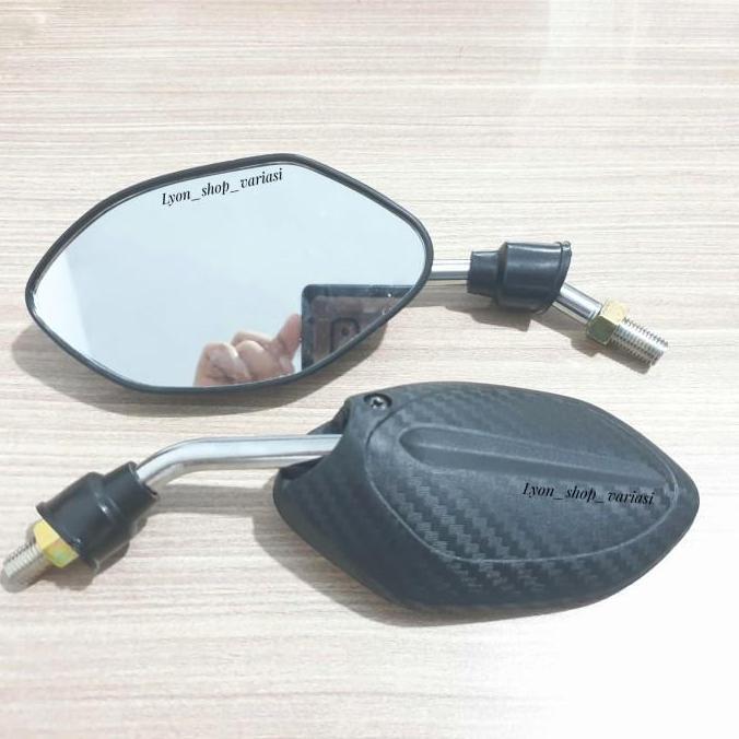 New- Spion Karbon Beat Vario Scoopy Carbon Doff Tangkai Pendek Chrome