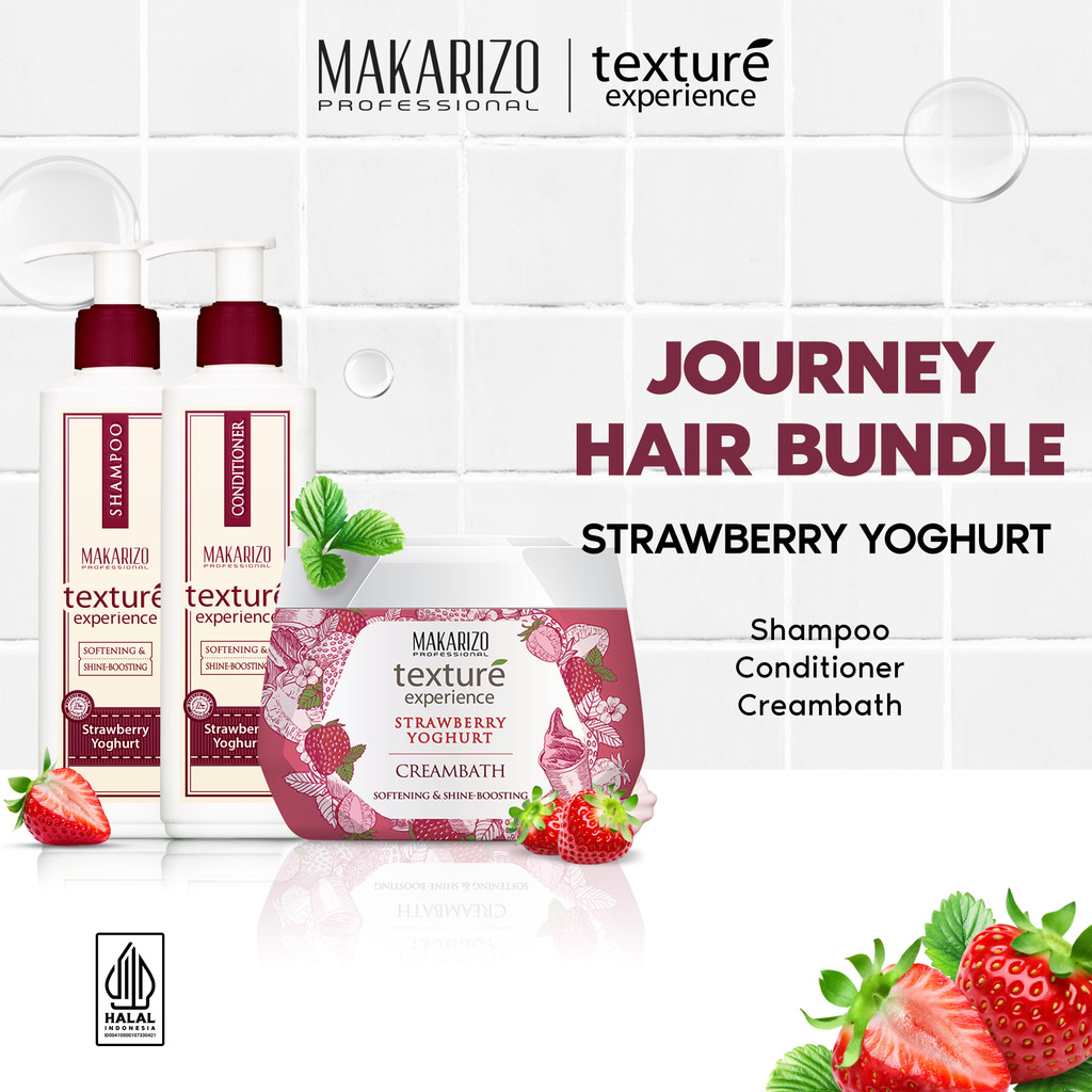 Texture Experience Journey Hair Bundle Strawberry Yoghurt untuk Rambut Kusam Makarizo Professional