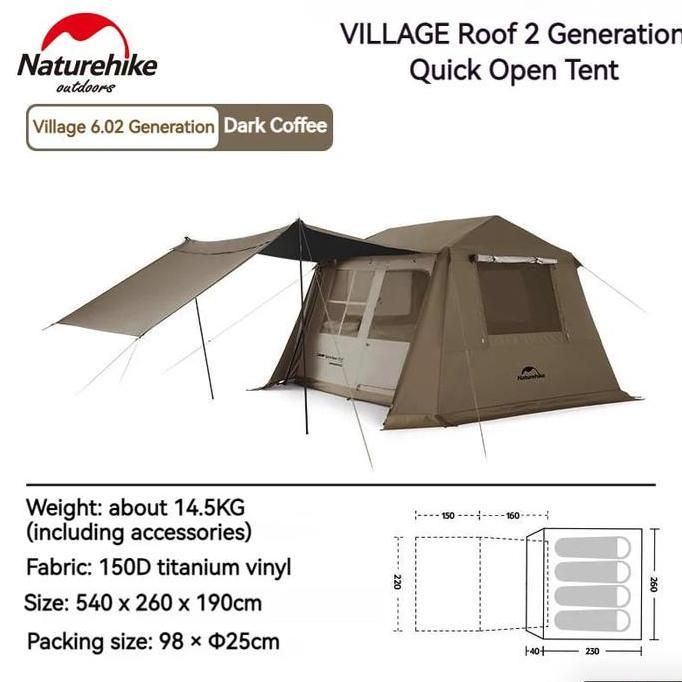 Diskon Tenda Village 6.0 Quick Open 4 Orang Camping Naturehike Cnk2300Zp021