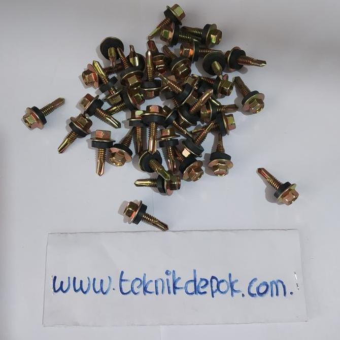 Baut Roofing Zollo 12 x 20 mm Sekrup Baja Ringan Sekrup Asbes 50 Pics