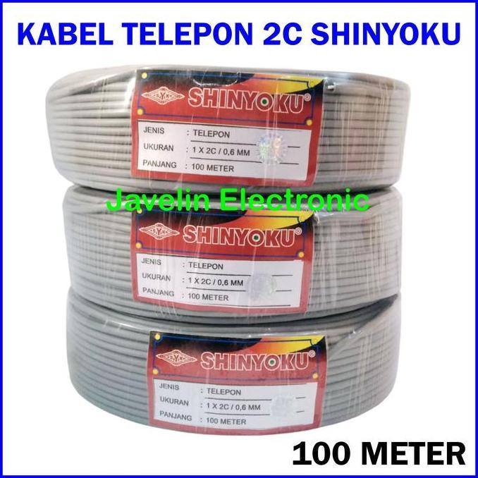Kabel Telepon Shinyoku 2C 100 meter Kabel Telpon Isi 2 Cord 0.6 mm Kabel Tweeter Walet 100m