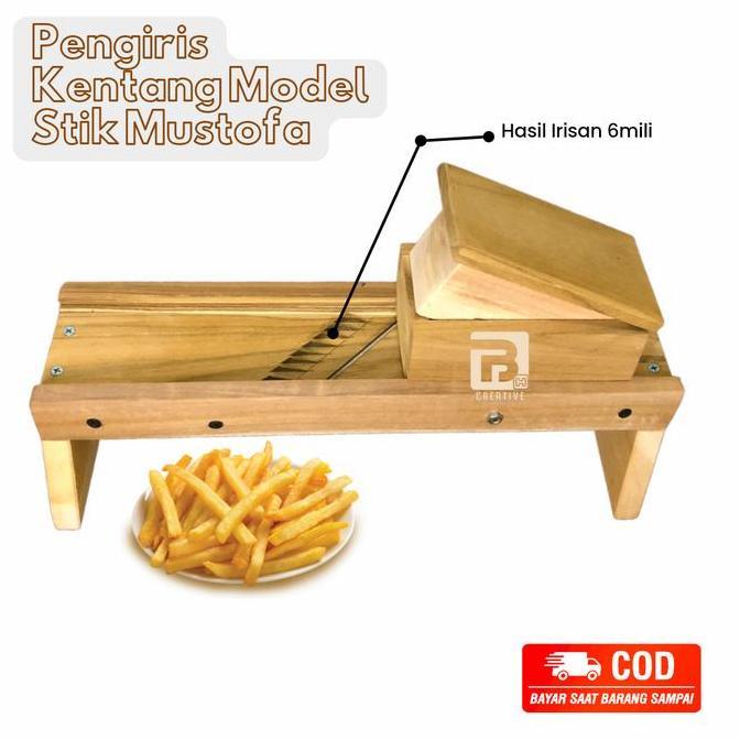 New- Pengiris Model Stik Mustofa Pemotong Kentang Kayu Jati