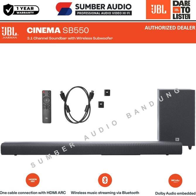 NEW JBL Cinema SB170 Soundbar 2.1 & JBL Cinema SB550 Soundbar 3.1 Channel dengan Subwoofer Nirkabel 