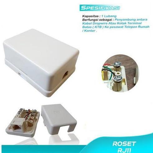 ROSET TELEPON SINGLE (LUBANG 1) TERMINAL TELPON 1 LUBANG RJ-11 ( JACK RJ11 )