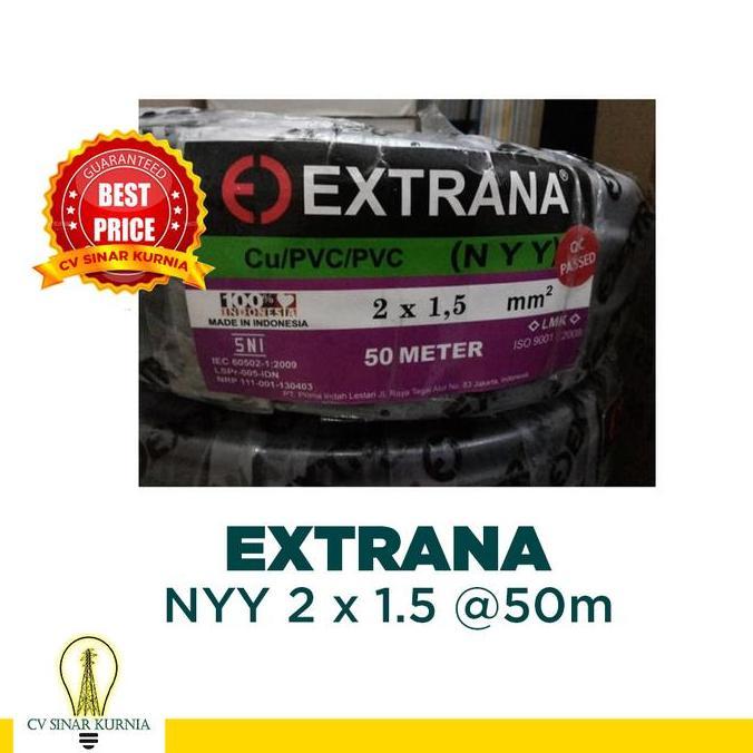 TERBARU - Kabel Listrik NYY 2x1,5 2x1.5 50M EXTRANA | Kabel NYY | SNI