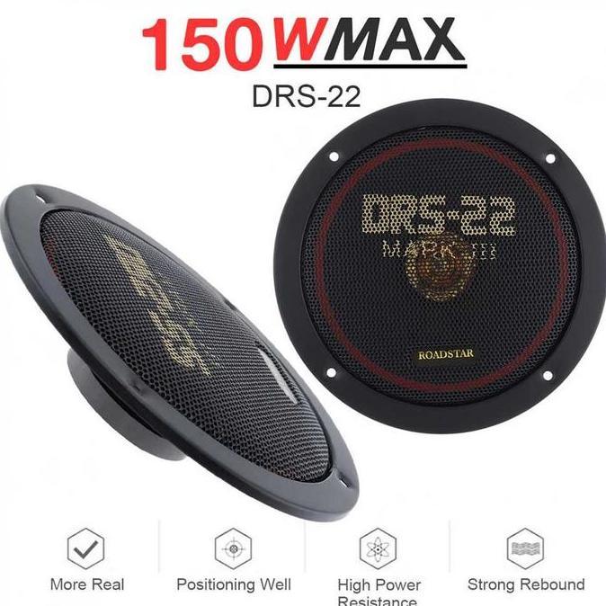 BEAM TaffSTUDIO Roadstar 2Pcs Speaker Mobil HiFi Car Stereo 6.49 Inci Inch 150W - DRS-22 Mark III