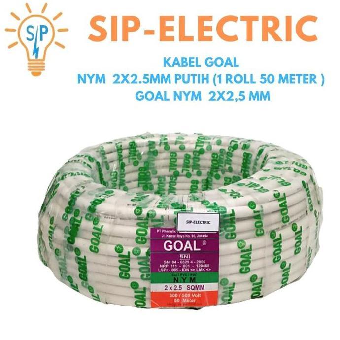 KABEL GOAL NYM 2X2.5MM PUTIH (1 ROLL 50 METER ) /GOAL NYM 2X2,5 MM