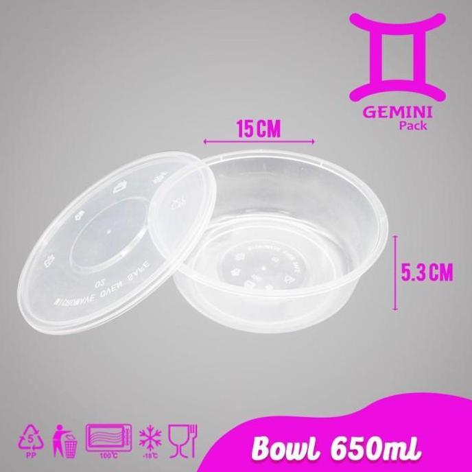 New- THINWALL MANGKOK MAKAN PLASTIK 650ML 25 Pcs/BULAT BOWL CUP PUDING