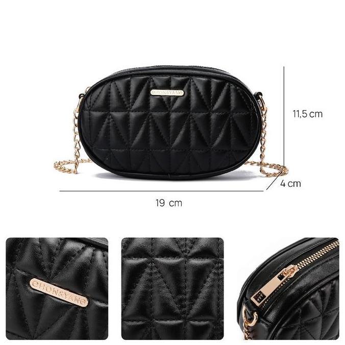 Promotoday- Honyan Tas Selempang Wanita Kulit Slingbag Sling Bag  Oval Bulat Branded Original Terbar