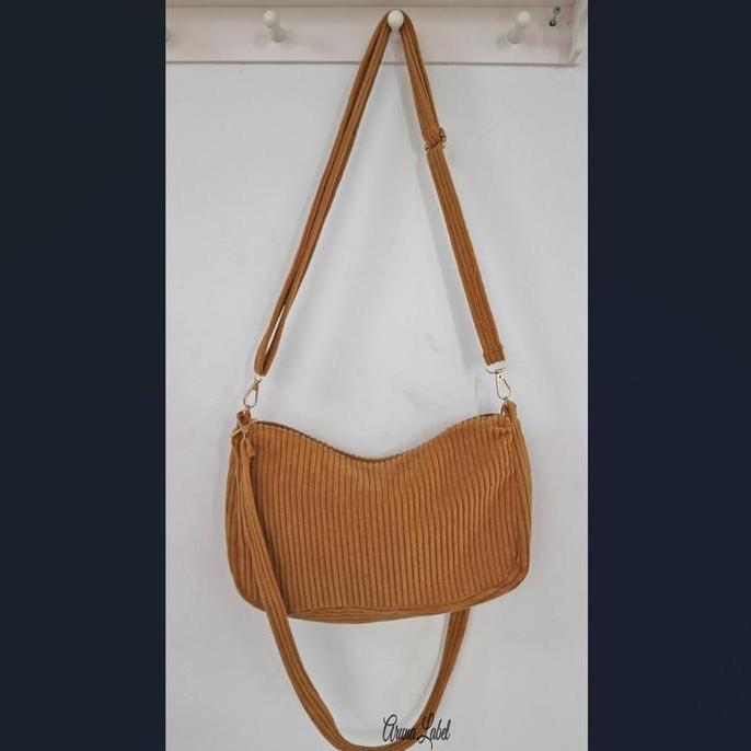 Sylviaori- Tas Selempang Wanita/Tas Corduroy Wanita/Tas Wanita Estetik Kekinian/Tas Bahu Ootd