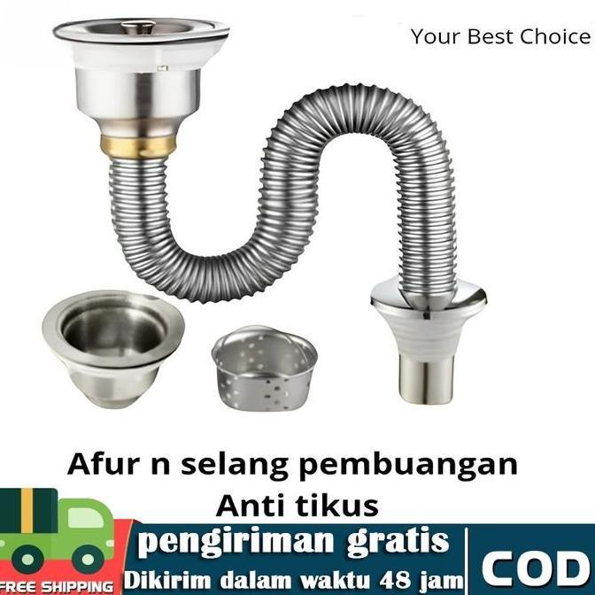 WODRUFT Selang stainless wastafel cuci piring /Sifon Wastafel / selang cuci piring stainless 1 loban