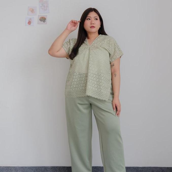 Terpopuler- Bigwell Ivana Brukat - Atasan Wanita Bigsize - Baju Brukat Wanita Jumbo