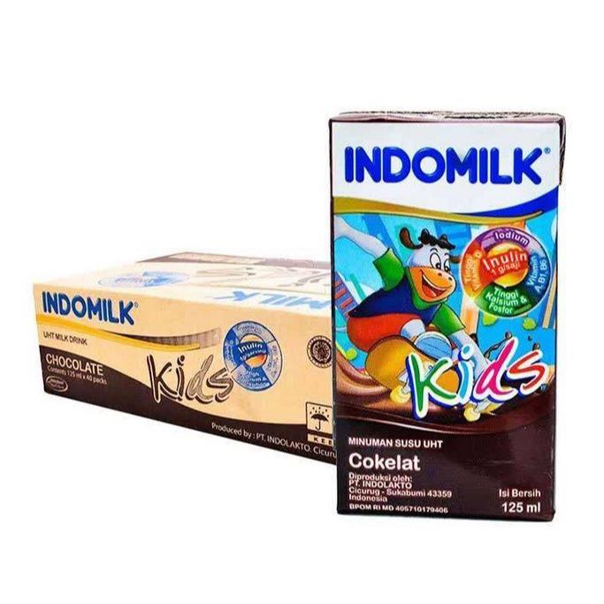 New- Susu Indomilk Kids susu uht rasa coklat, vanilla, dan strawberry per dus ( 40 pcs x 115 ml )