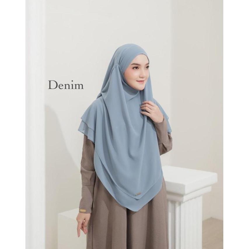 New- Jilbab Instan Syari Hijab Kerudung Khimar Non Pet Ceruti Polos 2Layer
