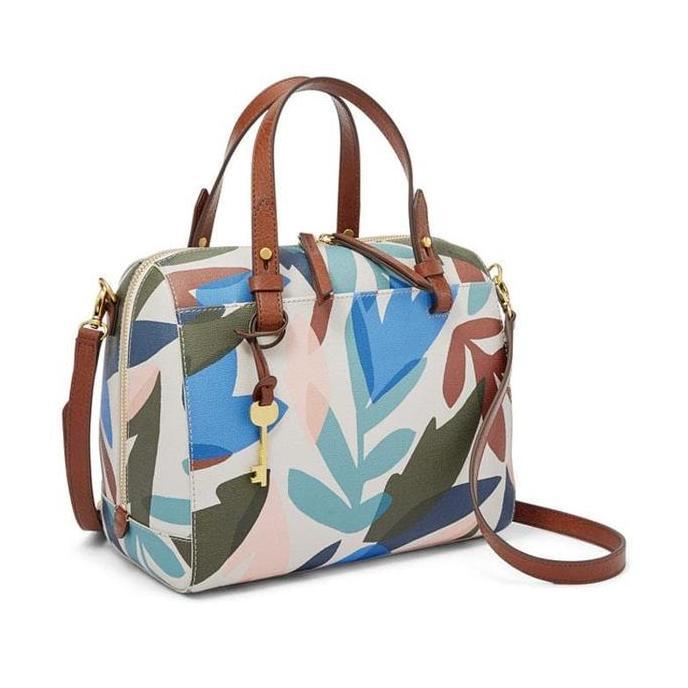 Fossil ZB 7314124 Rachel Natural Floral Satchel Bags Wanita