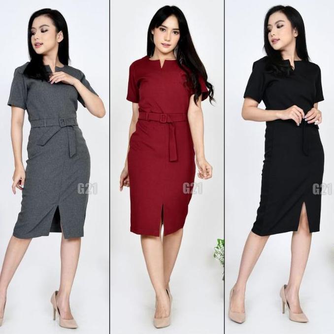 Dress bisnis Kerja Wanita mewah  Kantor dress pesta seragam spg Formal High Premium Quality Midi Hit