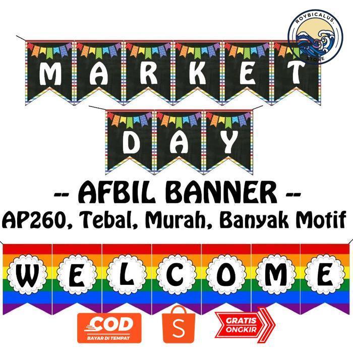 ROYBICALUS BANNER TULISAN MARKET DAY SELAMAT HARI GURU / DEKORASI MARKET DAY LOMBA KELAS HAPPY TEACH