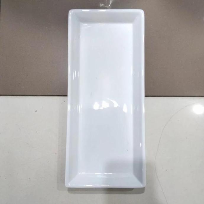 Piring saji keramik persegi 32 cm x 14 cm / Piring kotak BLANC