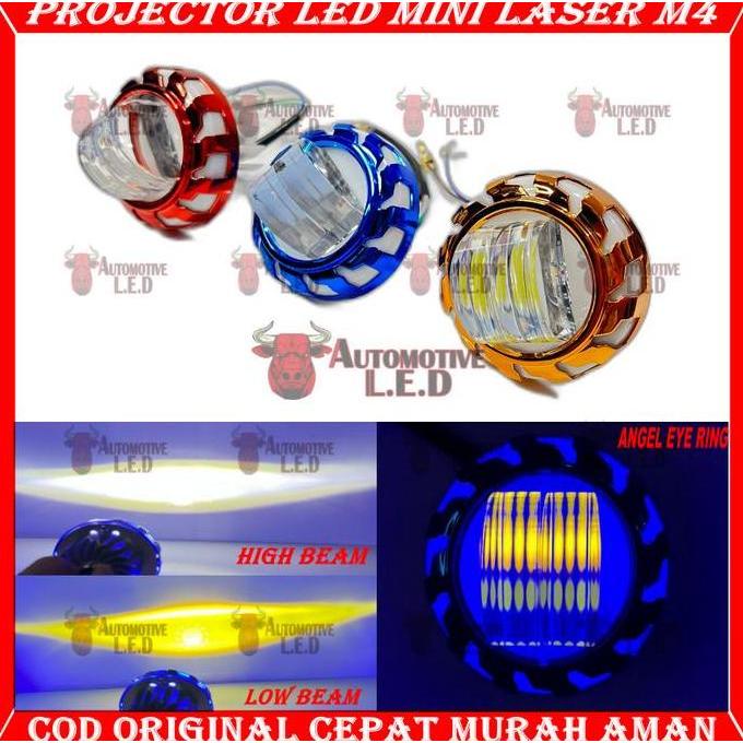 ORIGINAL LAMPU LED LASER M4 LASER  PROJIE LED 2 WARNA LAMPU UTAMA MOTOR H6 H4 LAMPU PROJECTOR LED SX