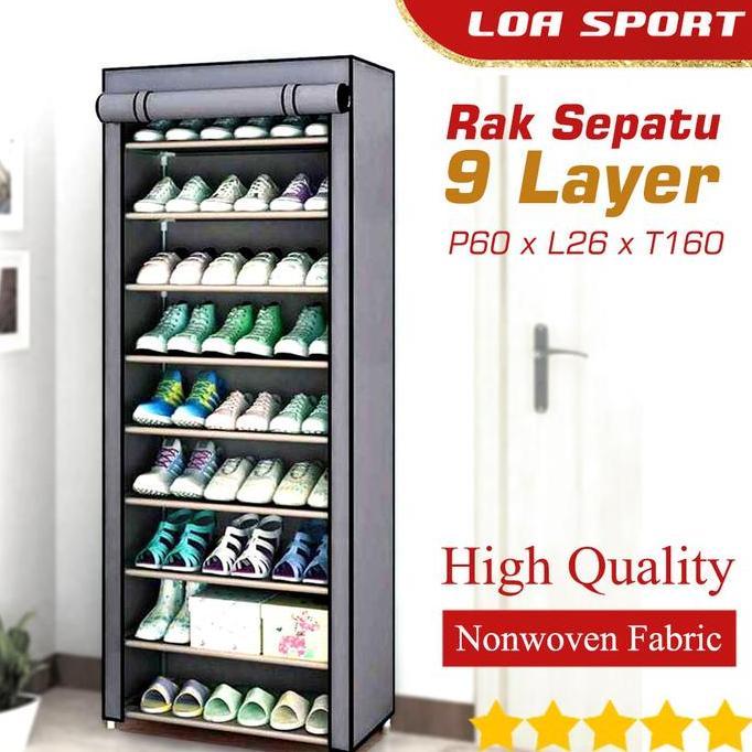 TERBARU - Rak Sepatu Lemari Susun Rakit Rangka Pipa Besi 10 Tingkat