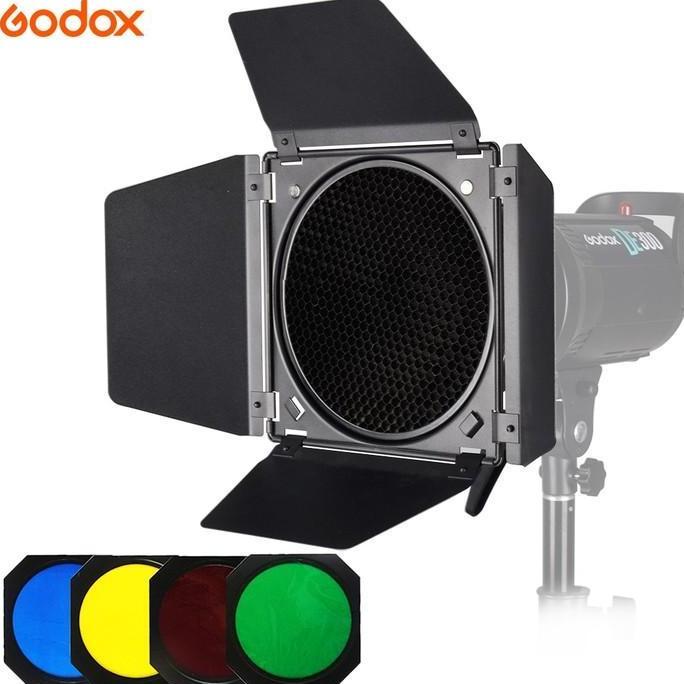 New- Godox BD-04 Barndoor Honeycomb Grid 4 color filter SL60w SL60 SK400