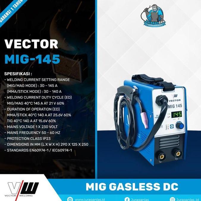 Vector Mig-145 Gasless no Gas DC Mig Welding Machine