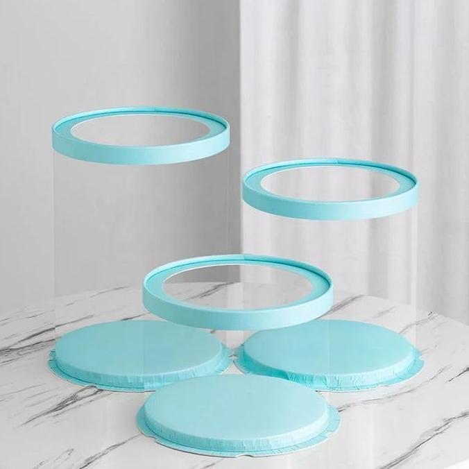 Tntgbox- Kotak Transparan Bulat Cake Box Mika Gift Box Mika Atap Transparan
