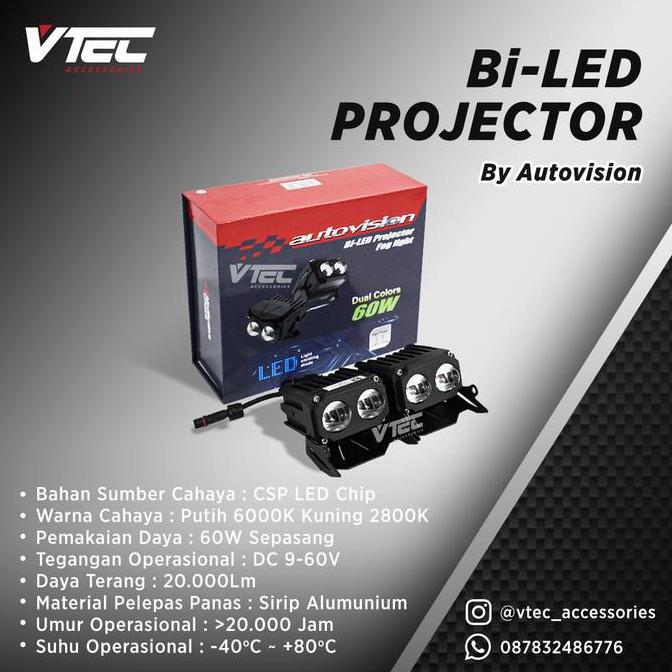 Mini Biled Projector Dua Warna 60W Autovision Garansi