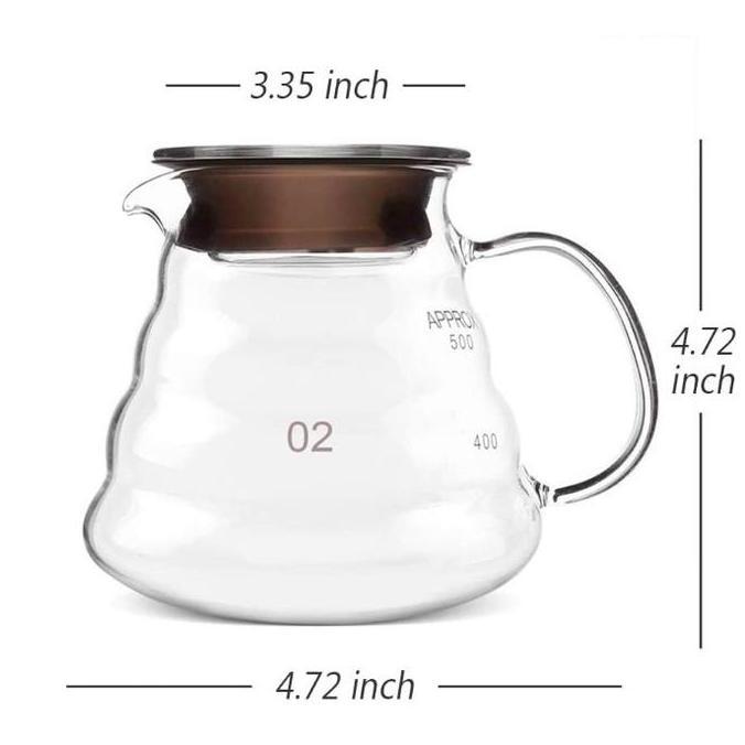 Jayakith- Teko Air Teh Kopi Ceret Air Bahan Gelas V60 Drip Coffee Server 600Ml V02 Gelas Tabung Unik