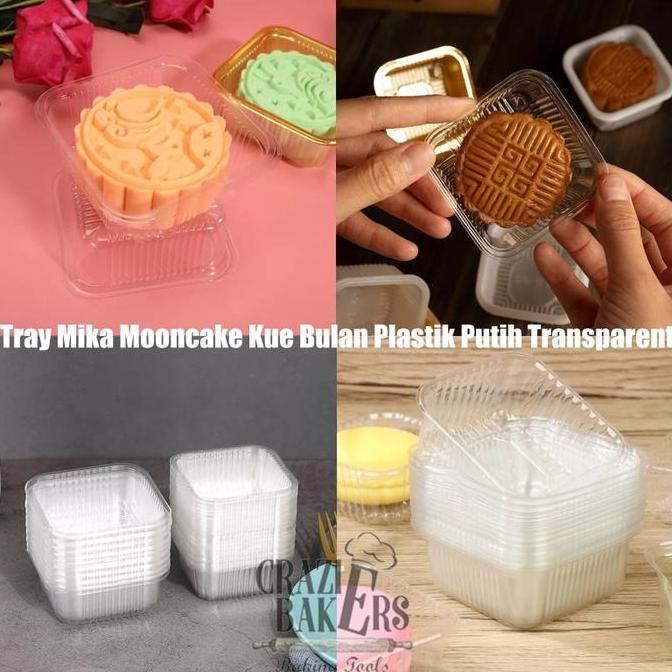 TRAY MIKA MOONCAKE KUE BULAN PLASTIK PUTIH TRANSPARENT