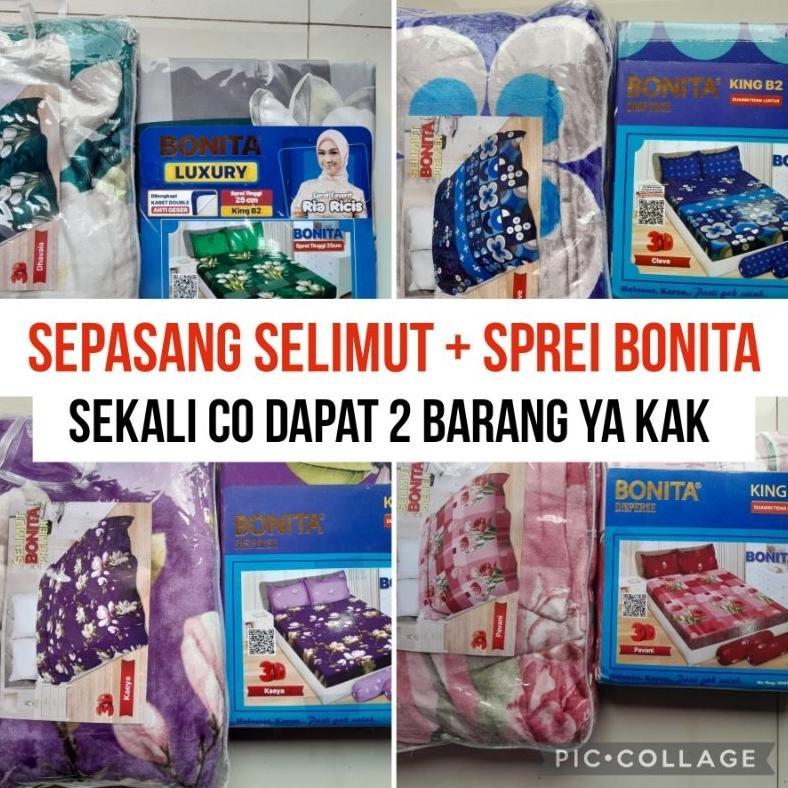 (Bisa Cod) Sprei Dan Selimut Bonita Semotif Ukuran 180x200 & 160x200 Cm