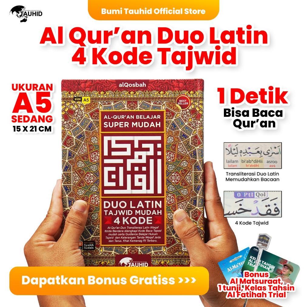 [Bonus Exlusive ] Al Quran Duo Latin A5 4 Kode Tajwid special Bonus Tunji + 2 Buku Doa Saku + Kelas 