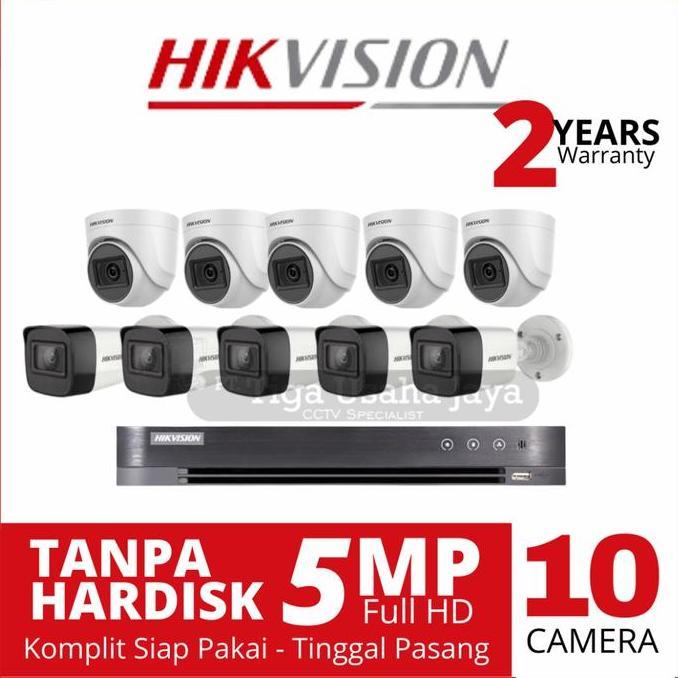 PAKET CCTV HIKVISION 5MP 16 CHANNEL 10 CAMERA