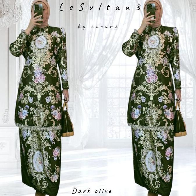 Lesultan Set Malaysia | Baju Kurung Melayu | Setelan Tunik Rok  Motif Sultan Utk Arisan | Seragaman 