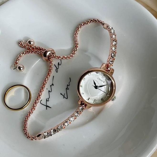 Kooley Jam Tangan Serut Ulzzang Bulat Love Diamond 01 Jam Tangan Wanita Fashion Watches