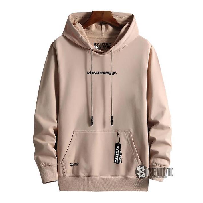 Sweater Hoodie Pria Screamous Distro Original Japanes Style Warna Cream Unisex Cowok Cewek Keren Bah