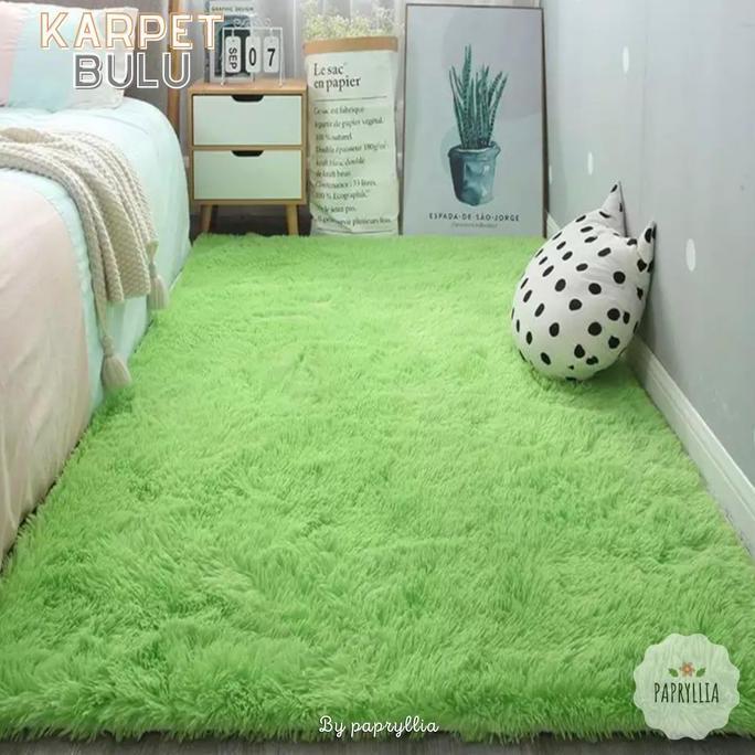Karpet Bulu Rasfur Karpet Lantai 200x150cm + Busa ( Hijau Stabilo )