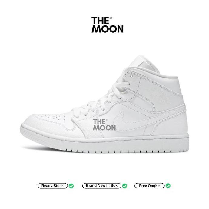 Sepatu Nike Air Jordan Unisex - Air Jordan 1 Mid Triple White Orinal