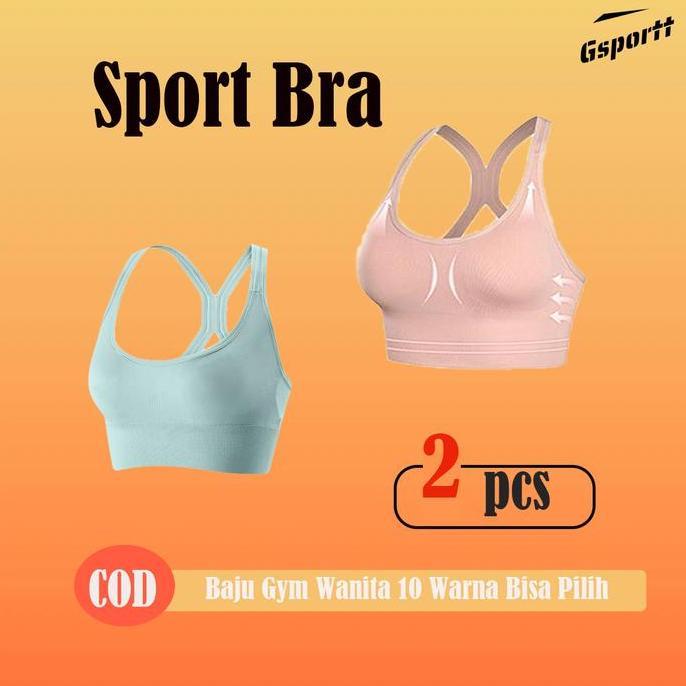 2PCS Sport Bra Tanpa Kawat Sport Bh Gym Bra Wireless Sport Bra Olahraga Baju Fitness Wanita Quick Dr